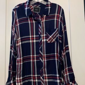 Rails flannel size large in navy/white/berry